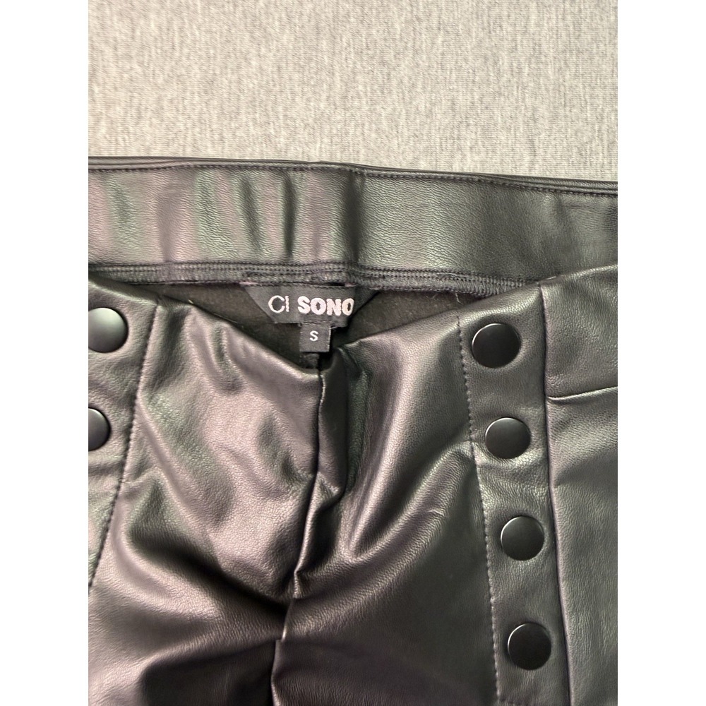 Ci Sono Women's Faux Leather Pants Black Pull On Skinny Leggings Size M - Picture 3 of 9